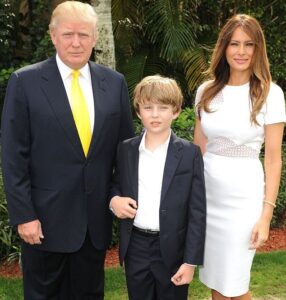 Donald Trump with his third wife Melania and son Barron Trump